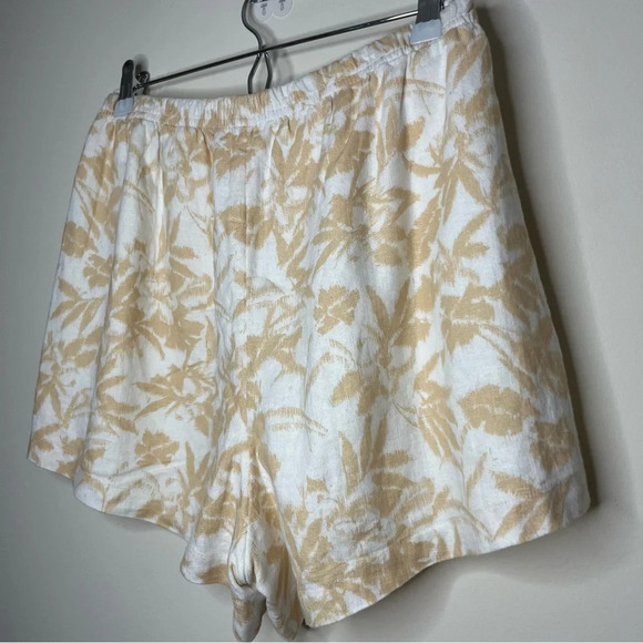 A+F Linen Blend Beachy Boho Floral Fully Lined Flowy Pull On Pockets Shorts - Picture 10 of 10